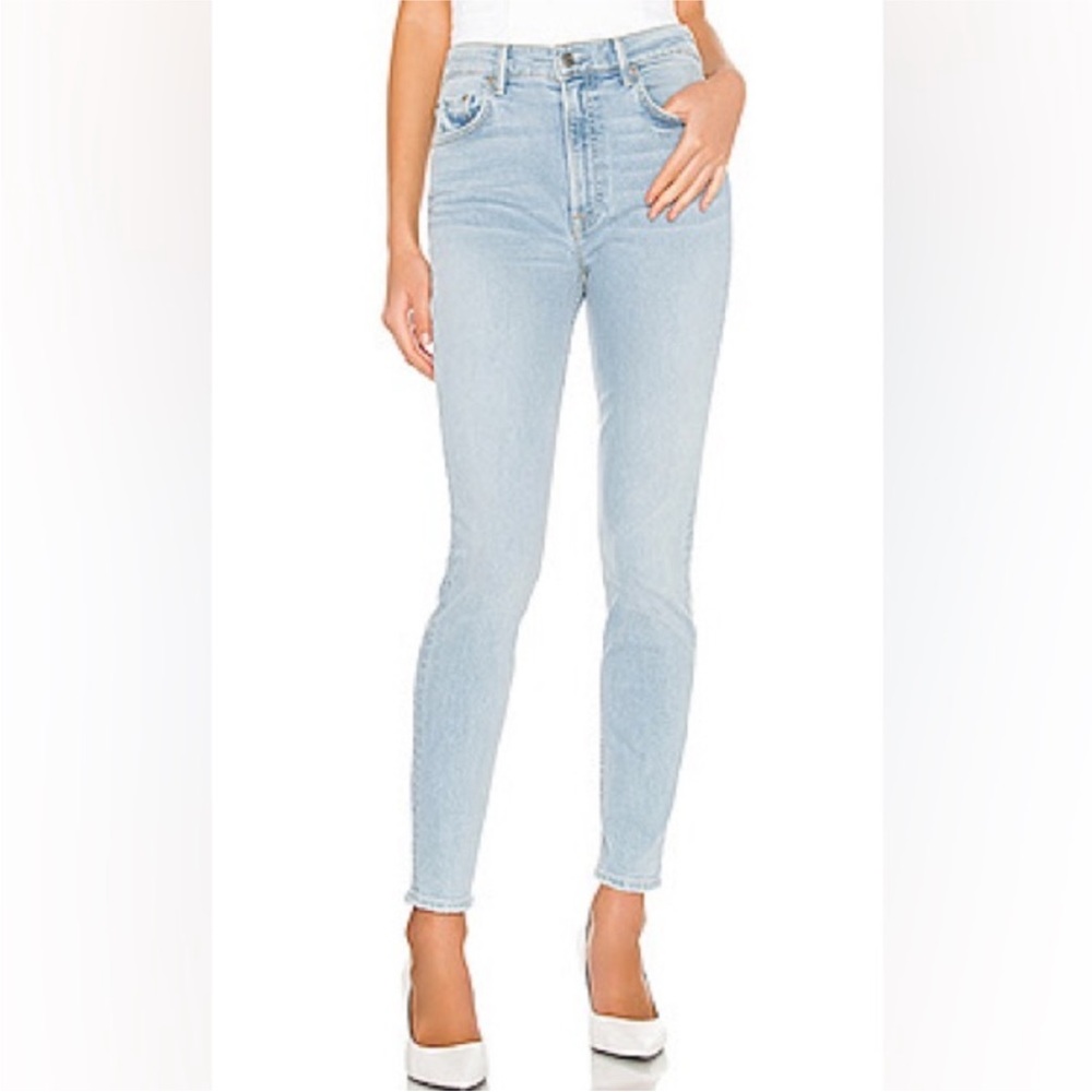 GRLFRND Kendall Skinny High Rise Jeans Light Wash Live Fast Size 24